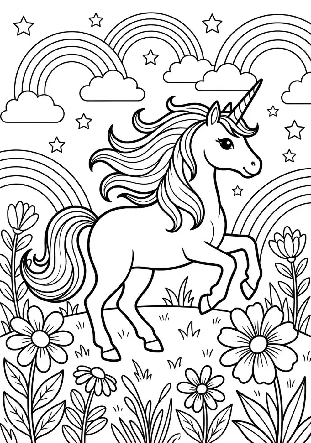 Exemple de coloriage licornes à imprimer