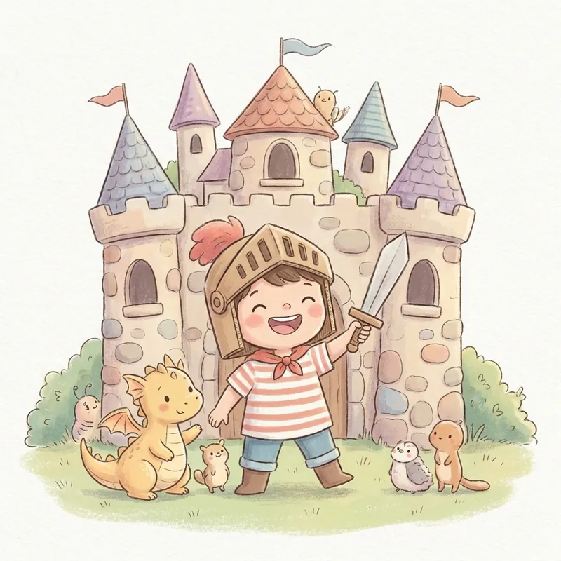 Illustration d'histoire chevalier pour enfant