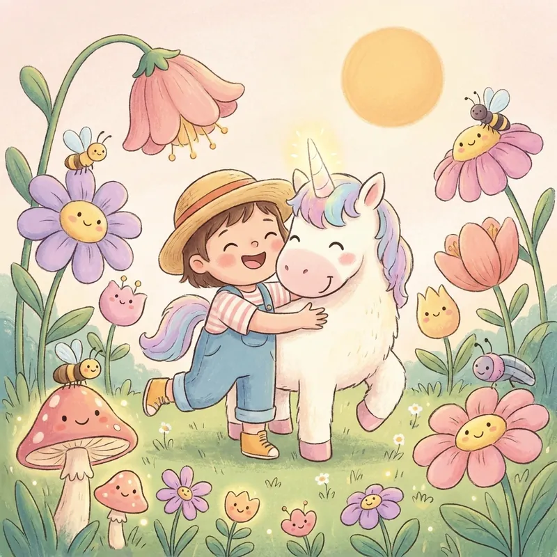 Illustration d'histoire licorne pour enfant
